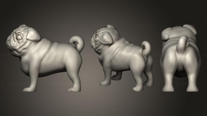 Статуэтки животных (Вьючный Мопс, STKJ_2384) 3D модель для ЧПУ станка